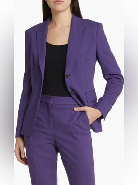 Hugo Boss Juleah Purple Tailored Two-Button Blazer
